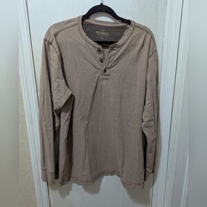 Outdoor Life Men's Taupe Henley Long Sleeve Shirt